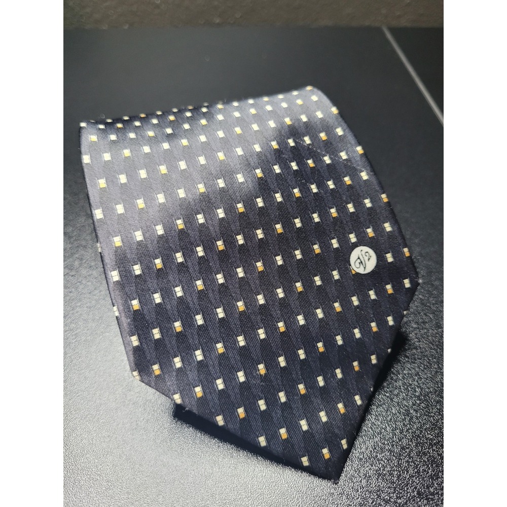 Versace‎ Men's Necktie Navy Blue Geometric Silk 4" x 58" Excellent